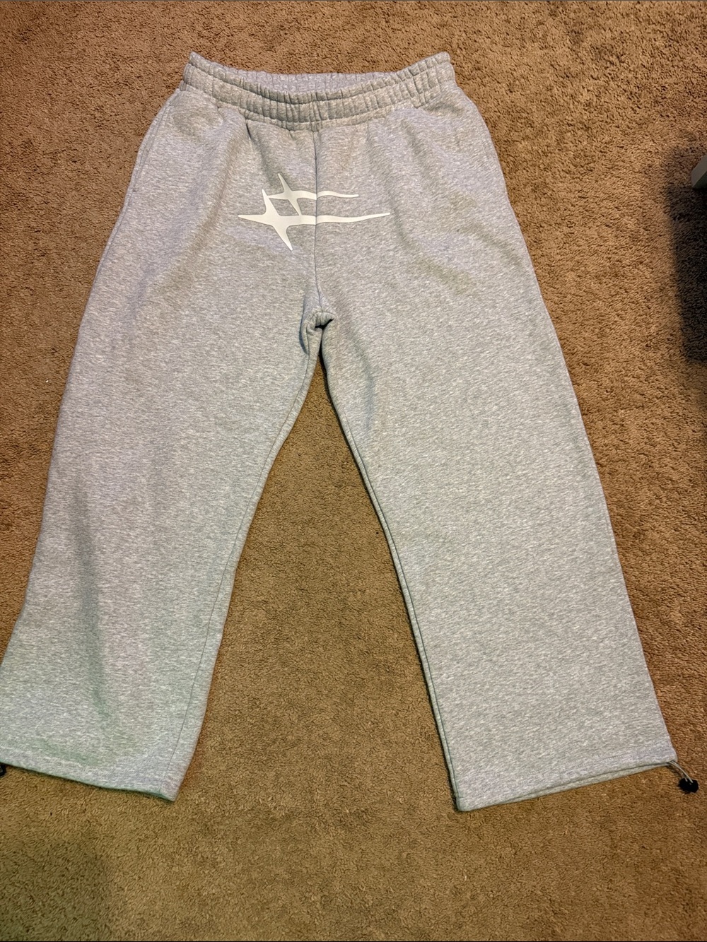 Men's Gray Sweatpants Joggers with White Logo